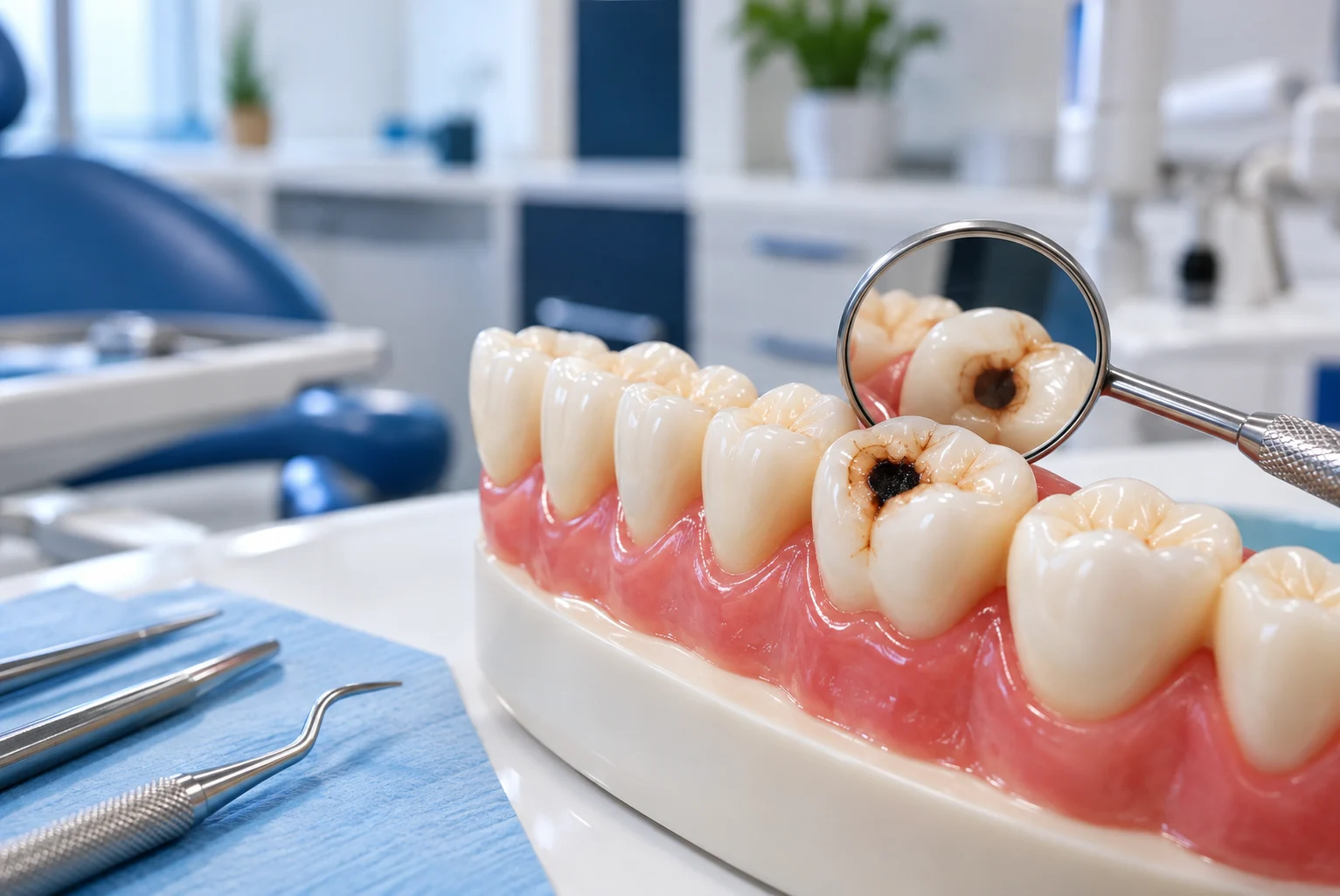 A dark spot or hole you've noticed on a tooth